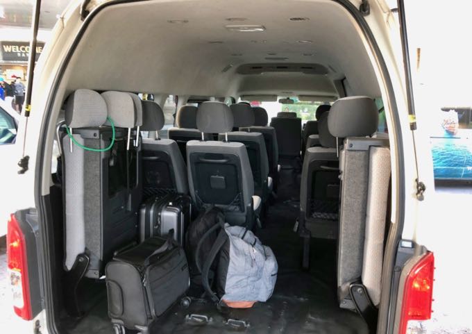 Large van for private transfer from Cancun airport to Tulum.