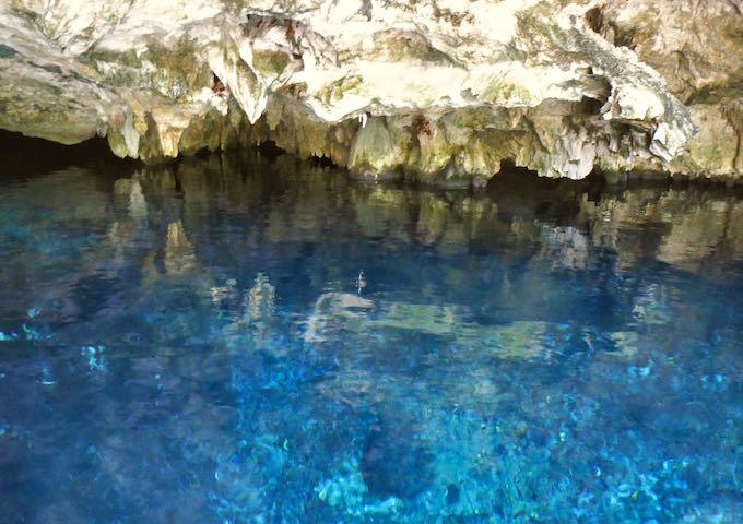 Blue water of Sac Actun in Tankah near Tulum
