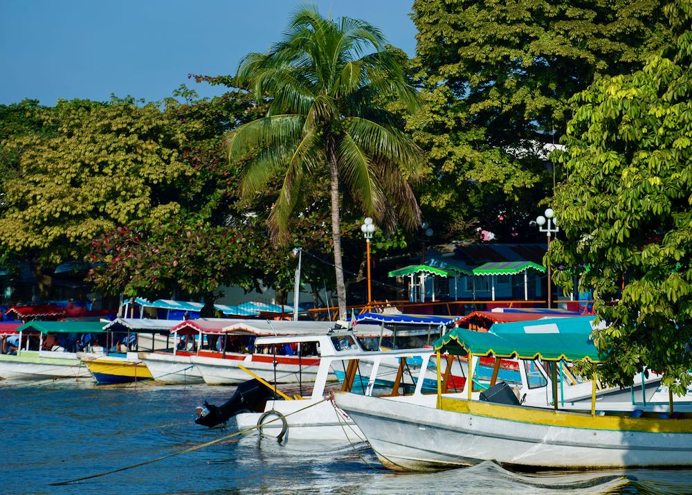Boats around Lake Catemaco, Veracruz, Mexico.