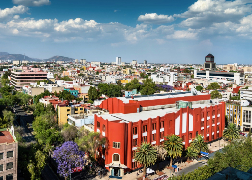 mexico city skyline orange building