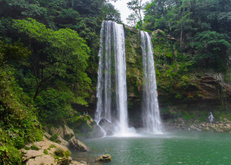 palenque misol ha jungle waterfall