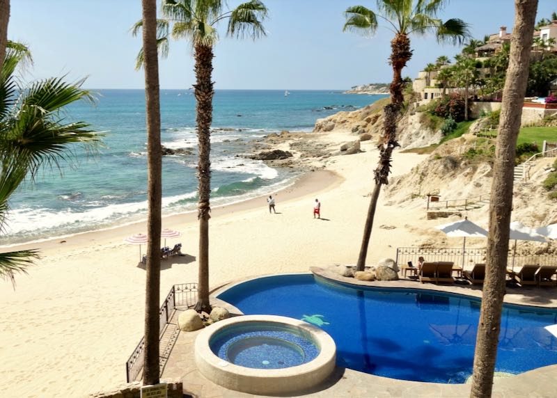 Pool and beach at Los Cabos resort.