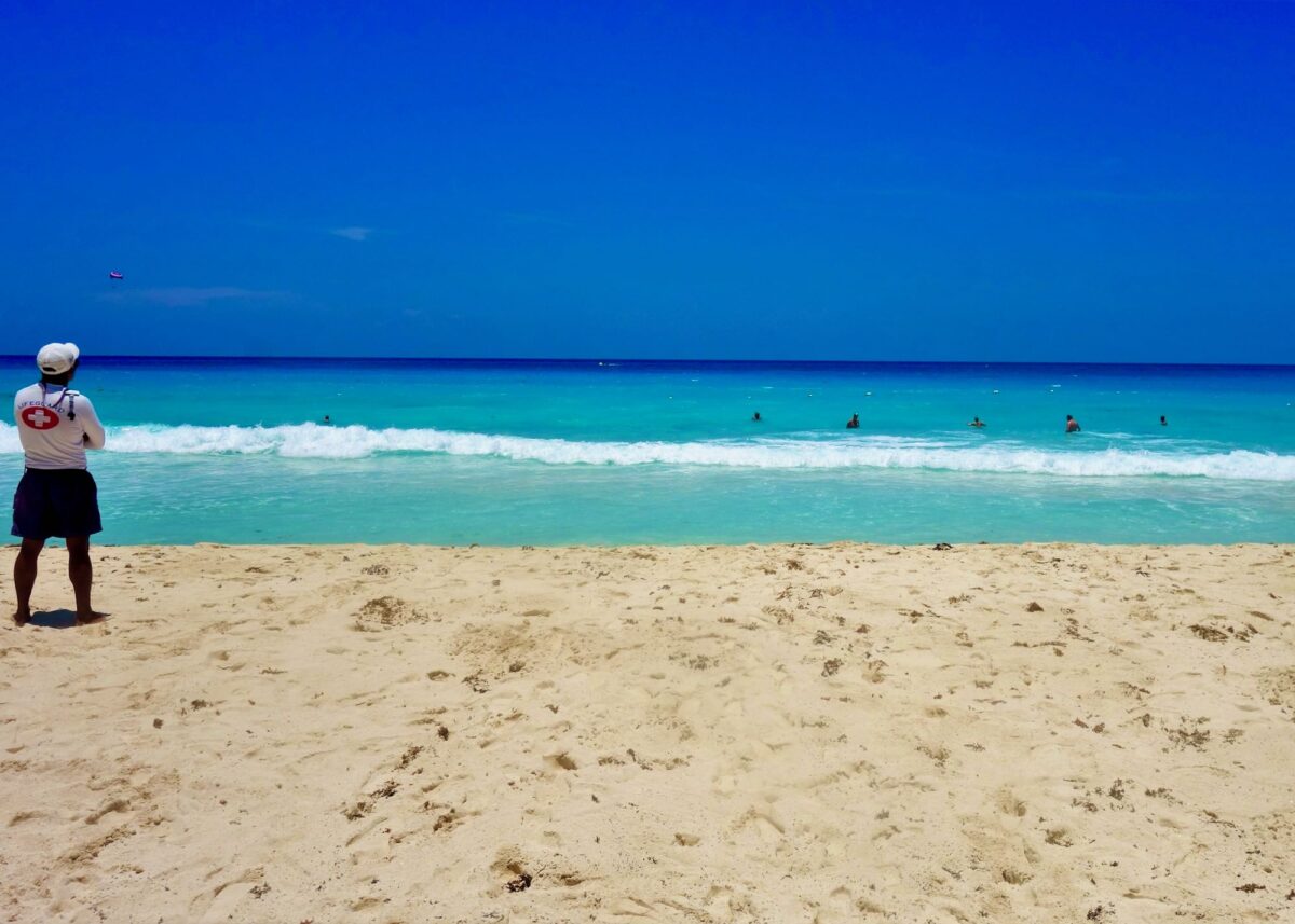 Beach in Cancun with sunny weather.
