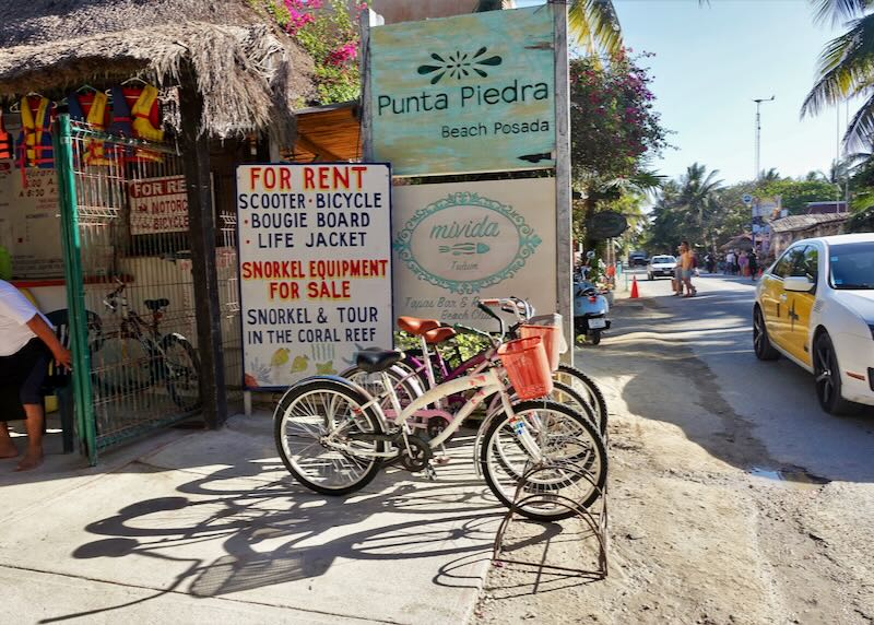 Bike rentals at Punta Piedra Beach Posada in Tulum