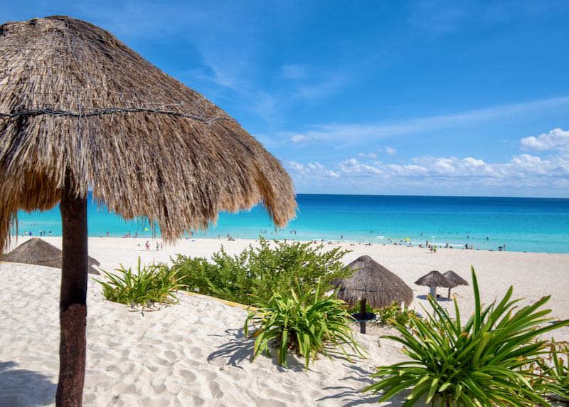 Hotel zone on Cancun Beach.