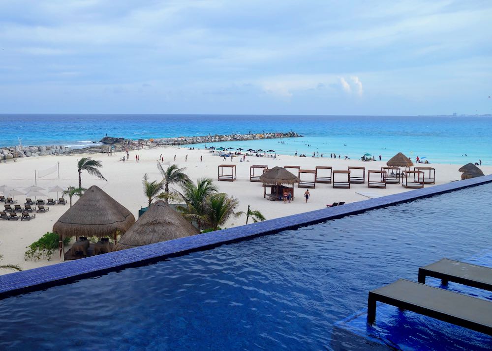 Infinity pool on Cancun beach.
