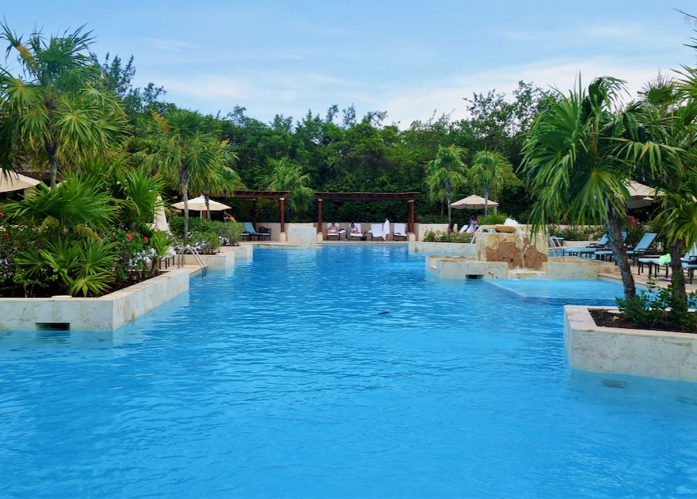 Playa del Carmen luxury hotel with large pool.