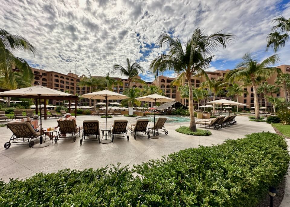 A large resort with outdoor pools.