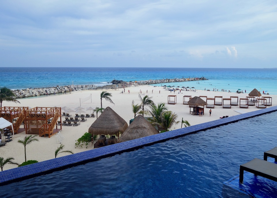 View from a sharing pool overlooking the beach at Hyatt Ziva in Cancun.