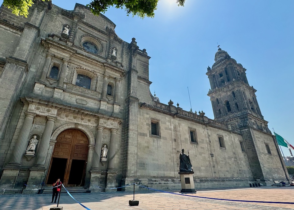 Outside the main entrance to the Metropolitan Cathedral in the Centro Histórico area of Mexico City.