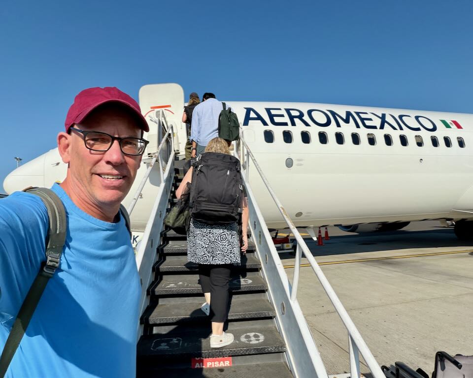 Taking a flight in Mexico.